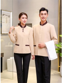 保潔服女式三?？勰惺揭涣？?米黃