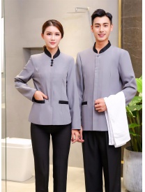 保潔服女式三?？勰惺揭涣？?灰色