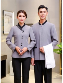 保潔服女式斜杠男式一?？?灰色