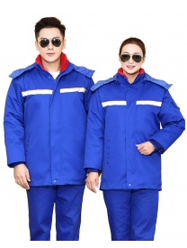 39、D007 艷藍 中石化線卡防靜電羽絨服2色 外皮雙層