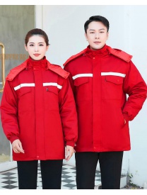 30、D013 大紅 滌棉紗卡 可拆卸反光棉衣